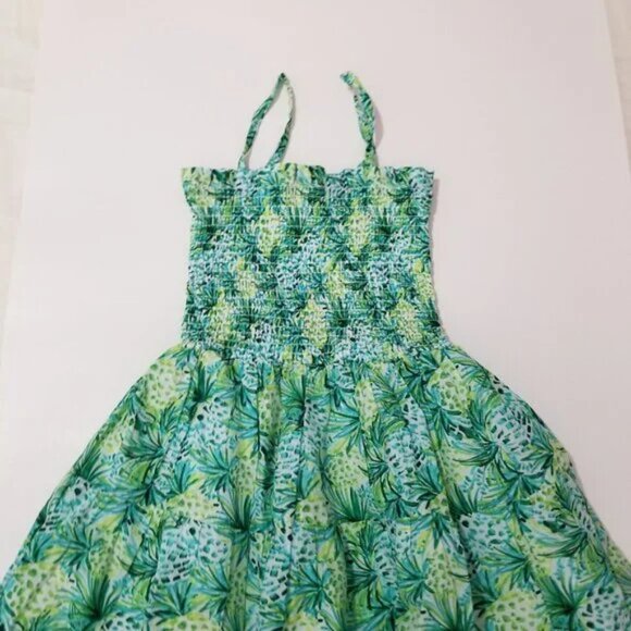 Janie and jack green elastic top pineapple details Cotton dress size 8 (F15) - Picture 4 of 7